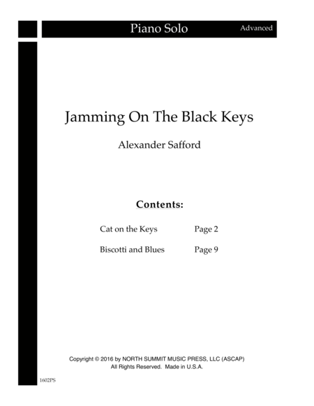 Jamming On The Black Keys 1 Cat On The Keys And 2 Biscotti And Blues Sheet Music