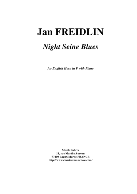 Jan Freidlin Night Seine Blues For English Horn And Piano Sheet Music