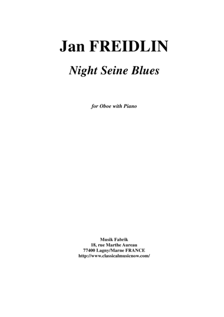 Jan Freidlin Night Seine Blues For Oboe And Piano Sheet Music