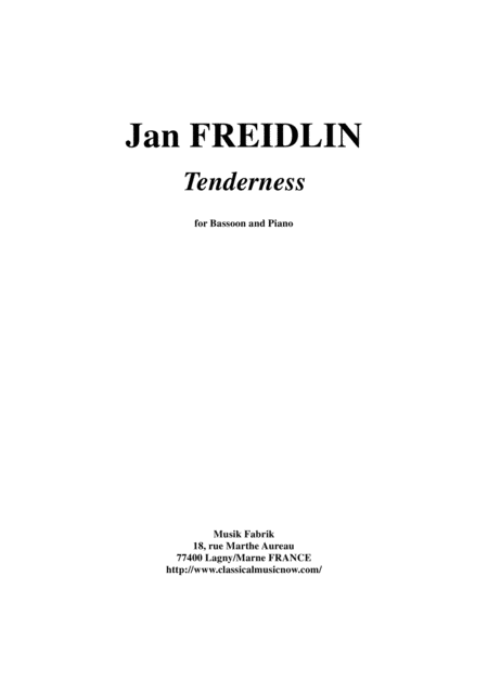 Jan Freidlin Tenderness For Bassoon And Piano Sheet Music