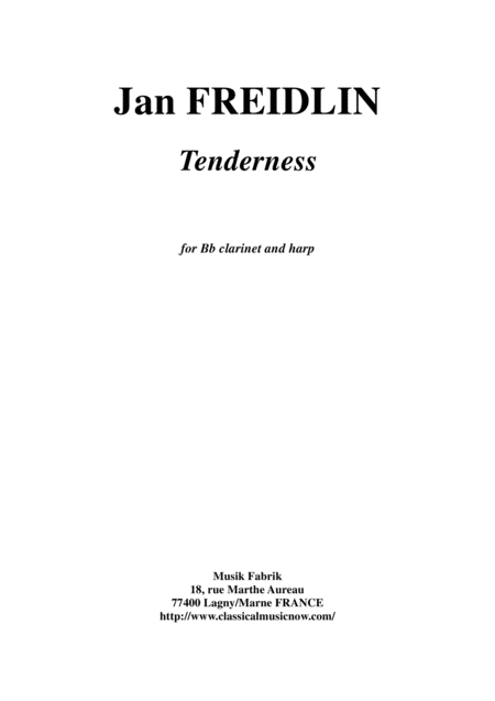 Jan Freidlin Tenderness For Bb Clarinet And Harp Sheet Music