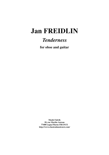 Jan Freidlin Tenderness For Oboe And Guitar Sheet Music