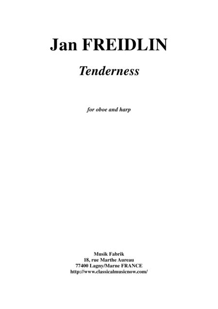 Free Sheet Music Jan Freidlin Tenderness For Oboe And Harp