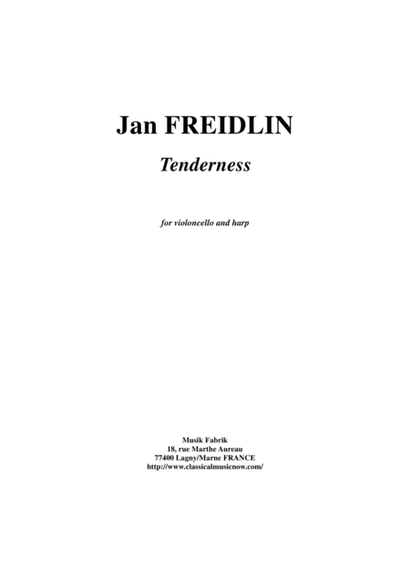 Jan Freidlin Tenderness For Violoncello And Harp Sheet Music