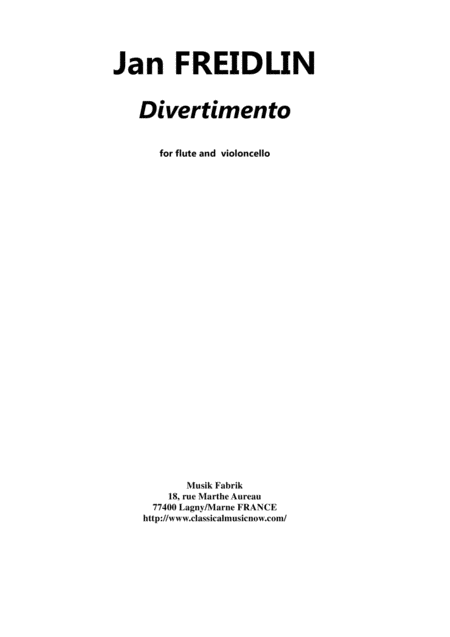 Jan Friedlin Divertimento For Flute And Cello Sheet Music