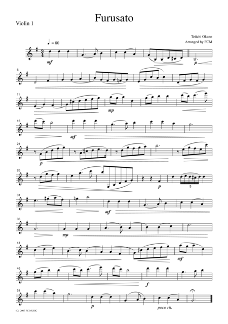 Japanese Famous Song Furusato For String Quartet Js010 Sheet Music