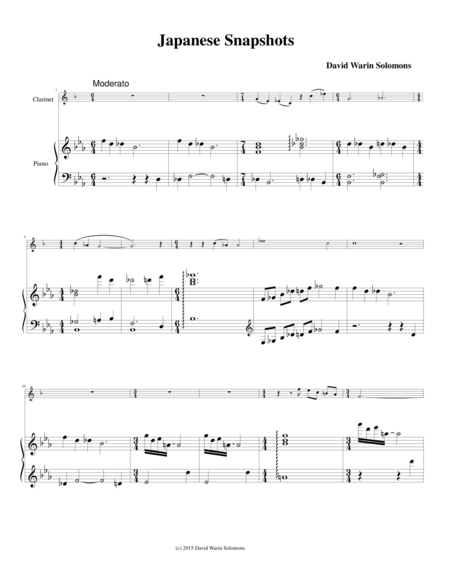 Free Sheet Music Japanese Snapshots For Clarinet And Piano