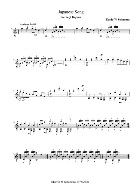 Japanese Song 5th Song For Guitar Sheet Music