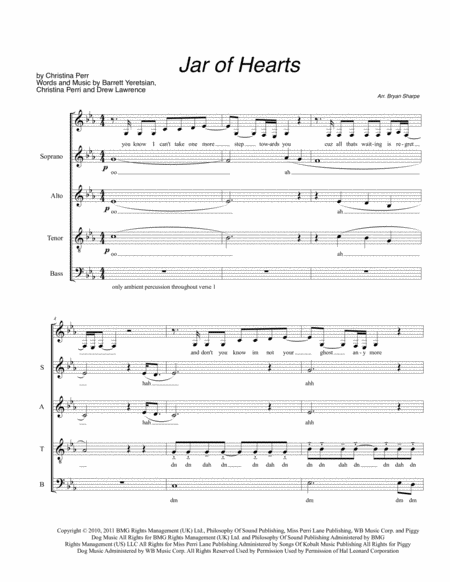 Free Sheet Music Jar Of Hearts