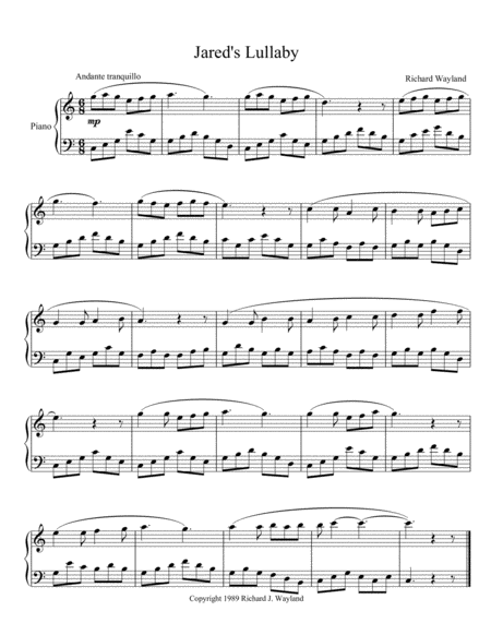 Jareds Lullaby Sheet Music