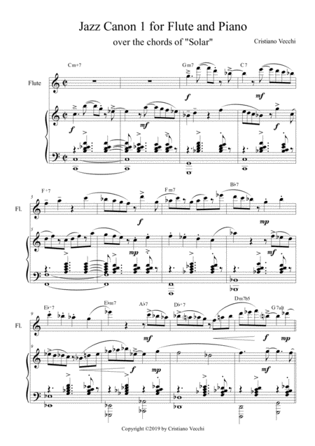 Free Sheet Music Jazz Canon 1 For Flute And Piano