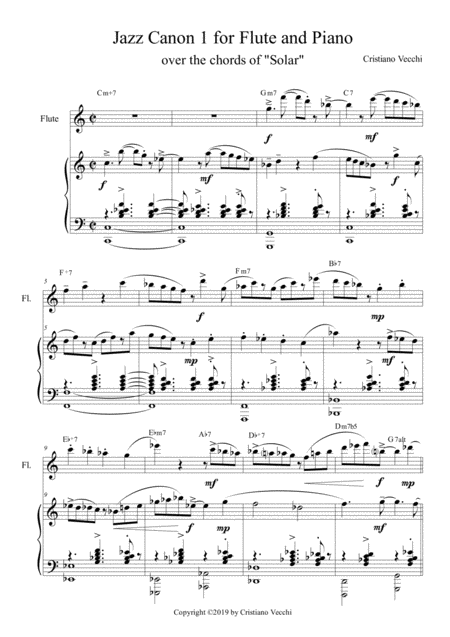 Jazz Canon 1 For Flute And Piano Sheet Music