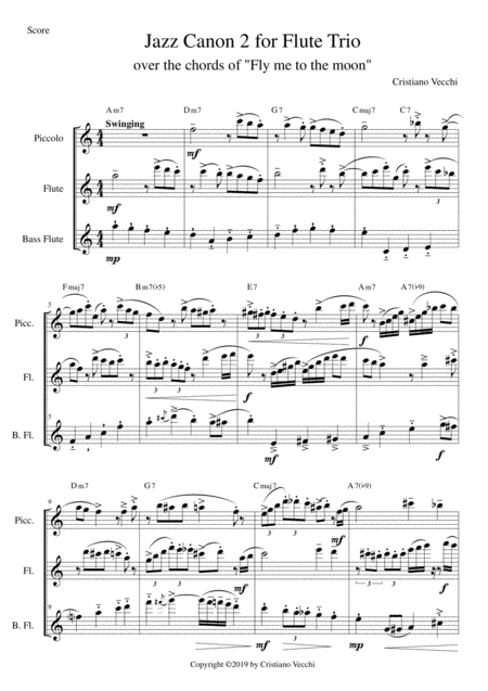 Jazz Canon 2 For Flute Trio Sheet Music