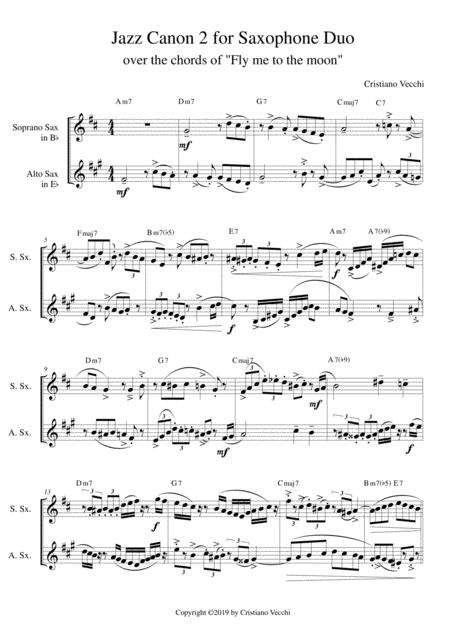 Jazz Canon 2 For Saxophone Duo Sheet Music