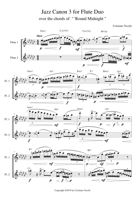 Jazz Canon 3 For Flute Duo Sheet Music