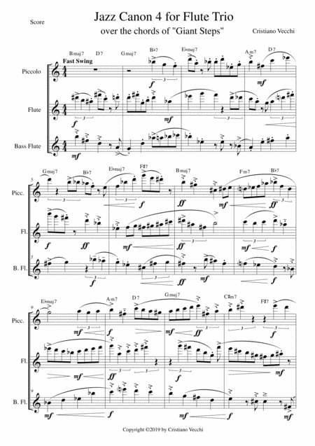 Jazz Canon 4 For Flute Trio Sheet Music