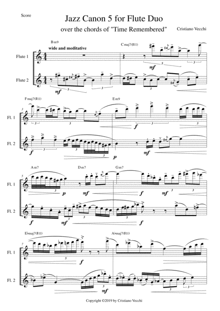 Jazz Canon 5 For Flute Duo Sheet Music