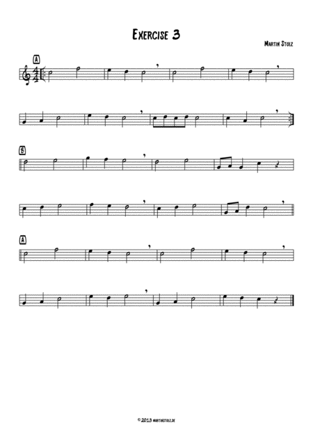 Free Sheet Music Jazz Exercise 3 Easy Flute