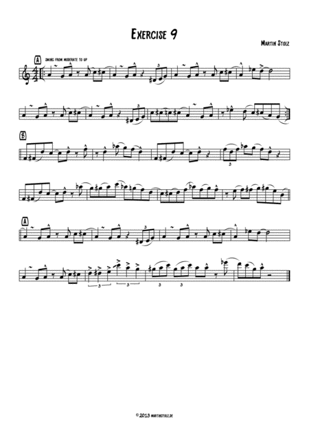 Free Sheet Music Jazz Exercise 9 Tenor Saxophone