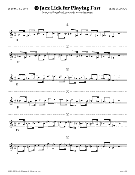 Jazz Lick 10 For Playing Fast Sheet Music