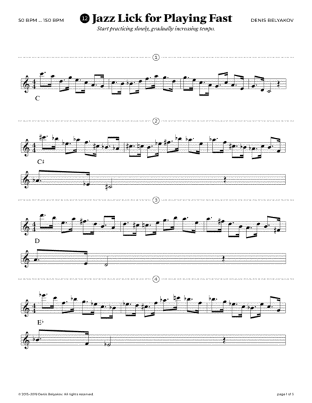 Jazz Lick 12 For Playing Fast Sheet Music