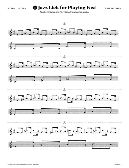 Jazz Lick 20 For Playing Fast Sheet Music