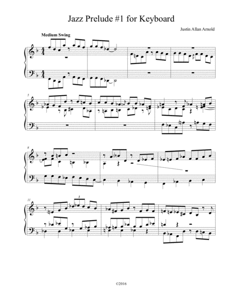 Free Sheet Music Jazz Prelude 1 For Keyboard