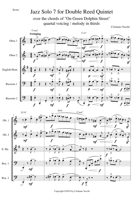 Jazz Solo 7 For Double Reed Quintet Sheet Music