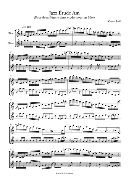 Jazz Study In Am For Two Flutes Or Two Studies For One Flute Sheet Music