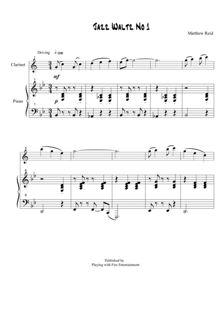 Free Sheet Music Jazz Waltz No 1