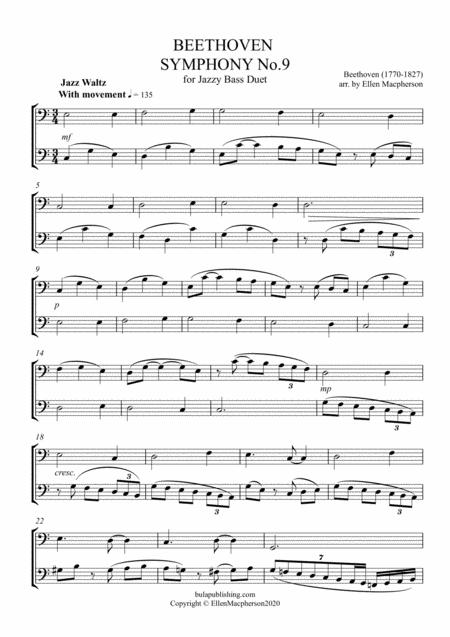 Jazzy Beethoven Symphony 9 For Bass Duet Sheet Music