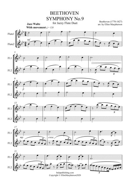 Jazzy Beethoven Symphony 9 For Flute Duet Sheet Music