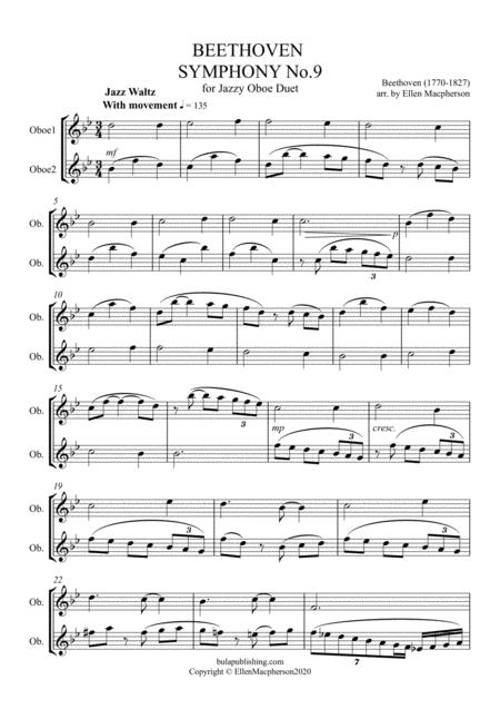 Free Sheet Music Jazzy Beethoven Symphony 9 For Oboe Duet