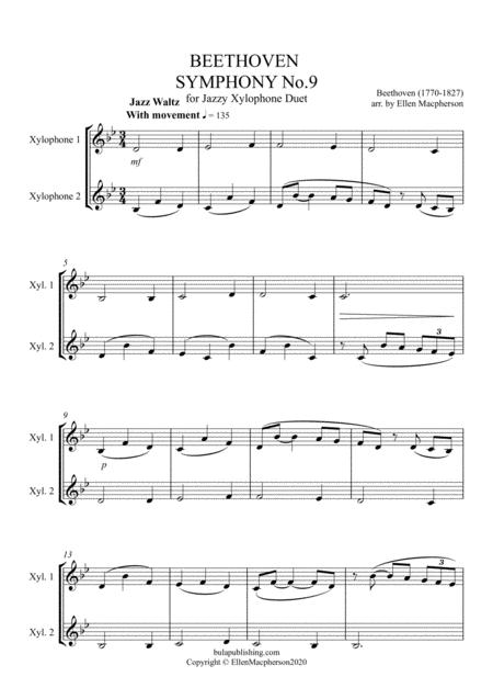 Jazzy Beethoven Symphony 9 For Xylophone Duet Sheet Music