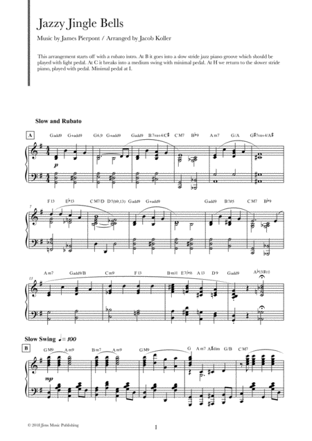 Free Sheet Music Jazzy Jingle Bells