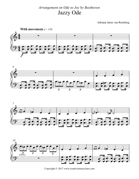 Free Sheet Music Jazzy Ode