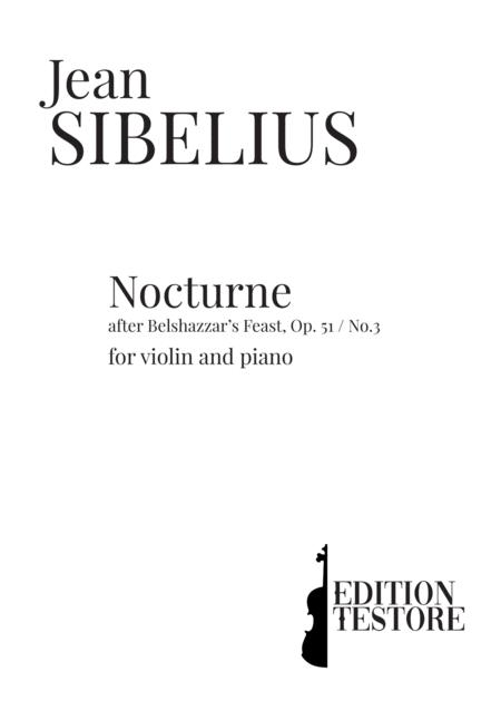 Jean Sibelius Nocturne After Belshazzars Feast Op 51 No 3 Arranged For Violin And Piano Sheet Music