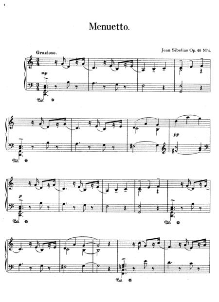 Free Sheet Music Jean Sibelius Op 40 No 4 Menuetto Complete Version