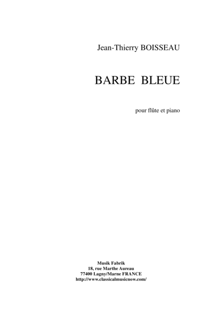 Jean Thierry Boisseau Barbe Bleue For Flute And Piano Sheet Music