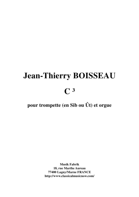 Jean Thierry Boisseau C3 For Trumpet In Bb Or C And Organ Sheet Music