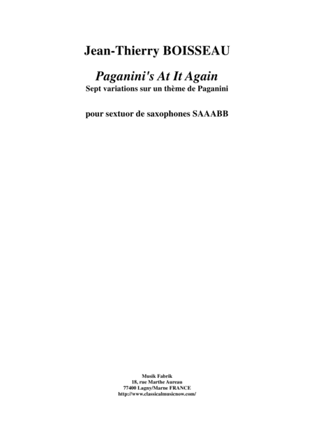 Jean Thierry Boisseau Pagaginis At It Again For Saaabb Saxophone Sextet Sheet Music