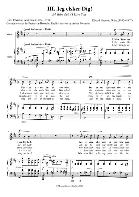 Jeg Elsker Dig Ich Liebe Dich Medium High Voice Key D Sheet Music