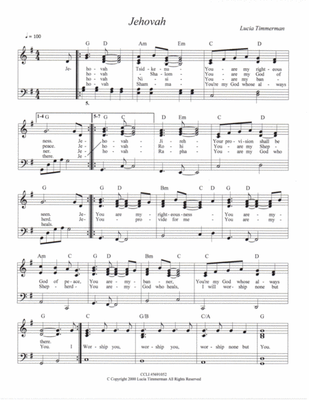 Free Sheet Music Jehovah