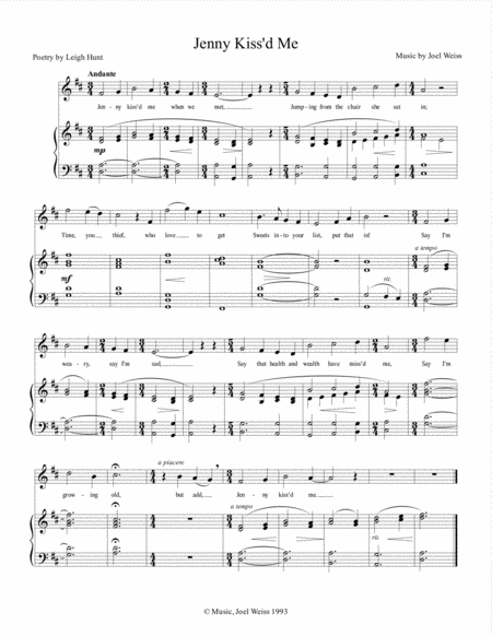 Jenny Kiss D Me Sheet Music