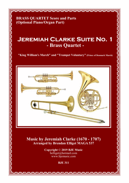 Jeremiah Clarke Suite No 1 Brass Quartet Score And Parts Pdf Sheet Music
