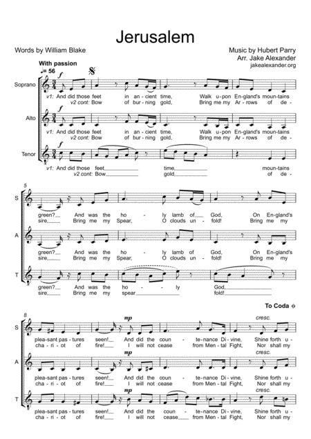 Jerusalem Sat Sheet Music