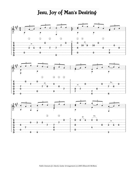 Jesu Joy Of Mans Desiring For Fingerstyle Guitar Tuned Drop D Sheet Music