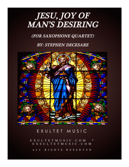 Free Sheet Music Jesu Joy Of Mans Desiring For Saxophone Quartet