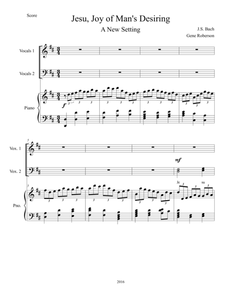 Jesu Joy Of Mans Desiring New Choral Setting Sheet Music