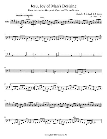 Free Sheet Music Jesu Joy Of Mans Desiring Tuba And Piano